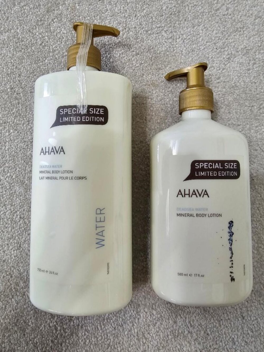 AHAVA MINERAL BODY LOTION LIMITED EDITION 24 Oz and 17 Oz bottles